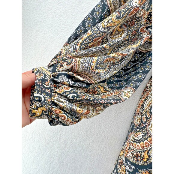 Bronx & Banco Sara Dress Size M Paisley Print One Shoulder Cutout Ruffle Hi Low - Picture 8 of 16